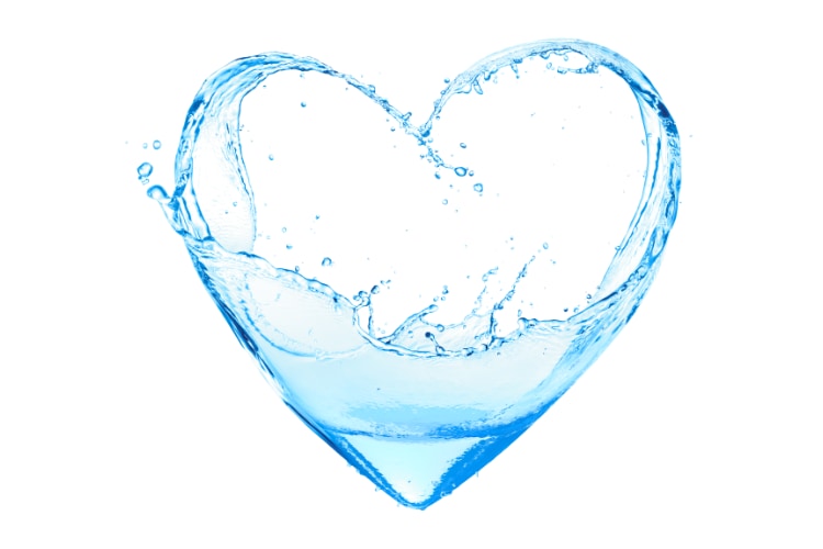 An illustration of a heart-shaped swirl of water.